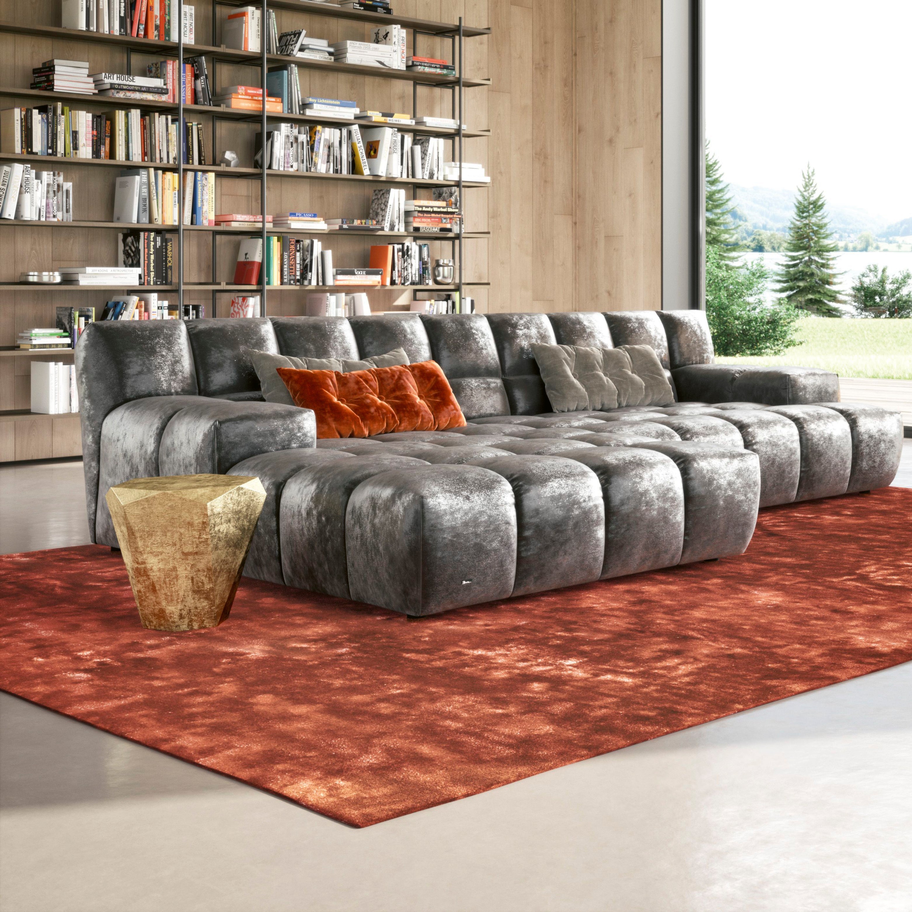 Bretz Sofa in stilvollem Wohnraum – luxuriöse, kunstvolle Polstergestaltung und außergewöhnliches Design