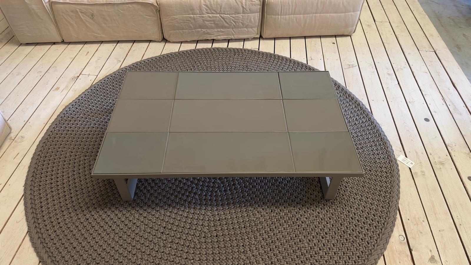 Cane-line GLAZE Coffee Table made of glazed lava stone in taupe, available as a display model