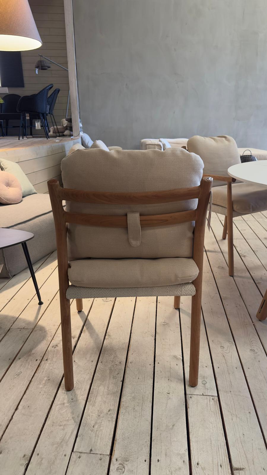 Chaise de jardin Manutti MUYU en teck et Textilene Rope Pepper, modèle d'exposition
