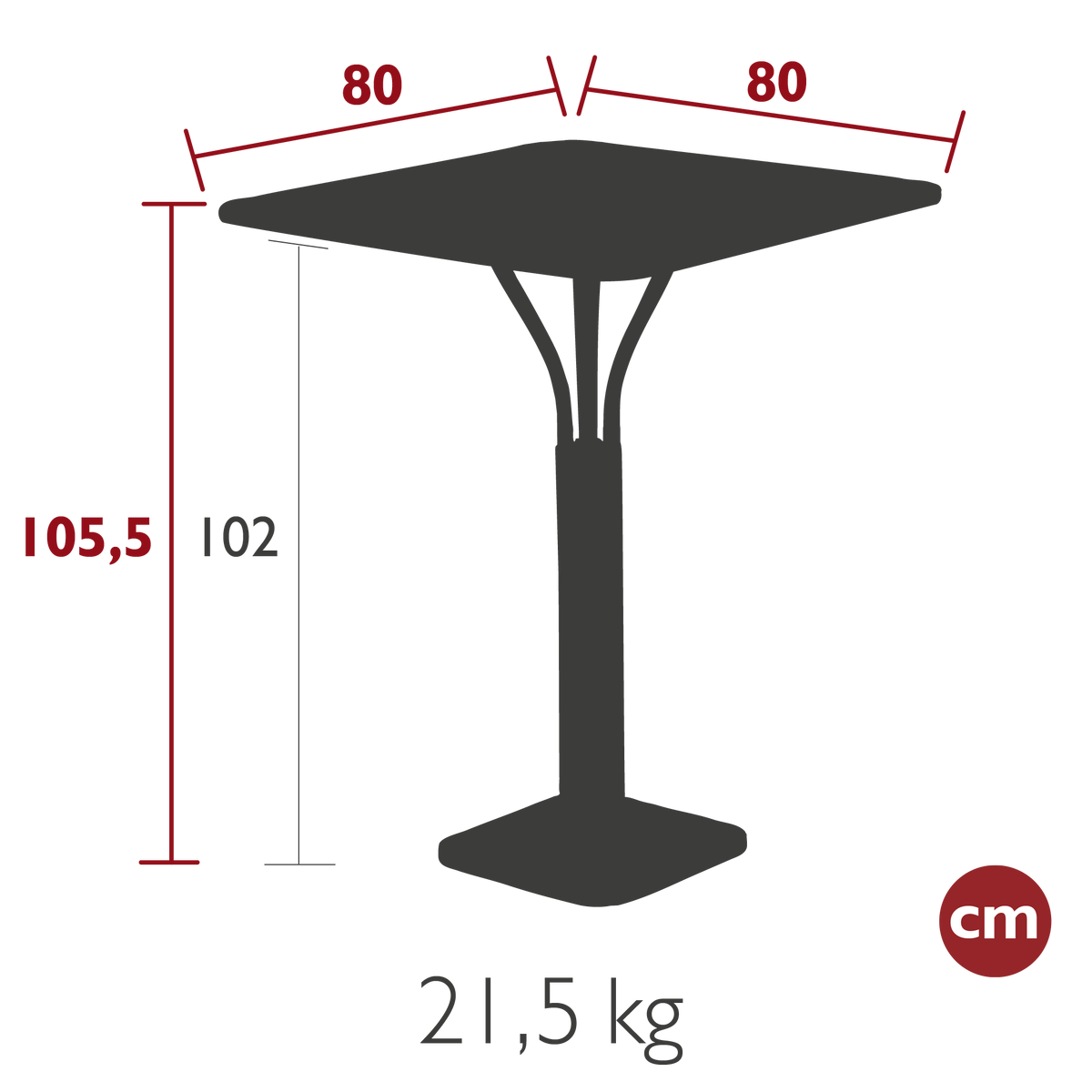 Bar Table LUXEMBOURG - 80x80