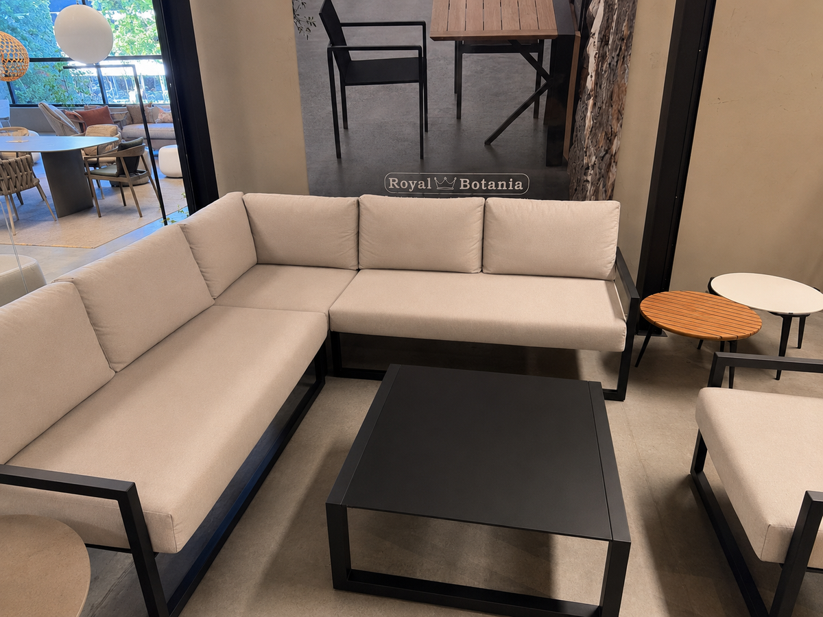 Salon de jardin NINIX de Royal Botania, avec coussins Outdoor assortis et éléments d'assise modulables