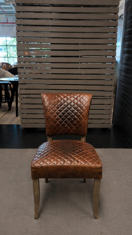 Timothy Oulton MIMI QUILT Chair in Buck'dN Brok'n leather, as a display model