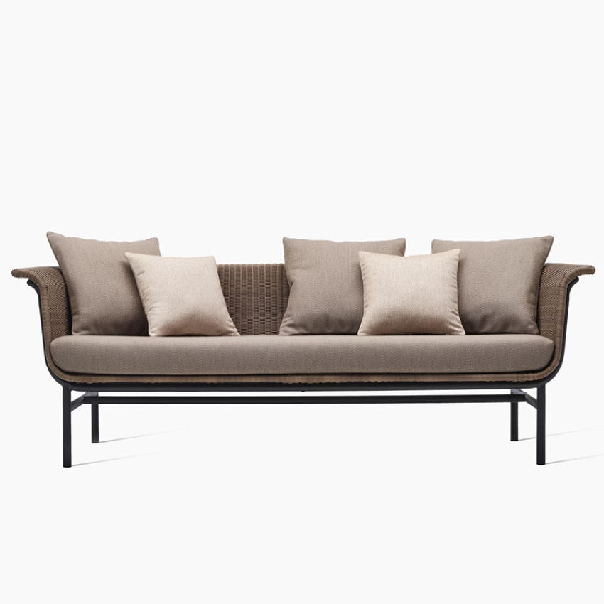 Vincent Sheppard WICKED Gartensofa 3-Sitzer in Black Taupe mit London Stone Kissen