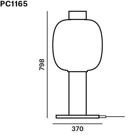 Technische Zeichnung der BONBORI Lampe von Brokis in Größe L – Maßangaben mit Höhe ca. 798 mm und Durchmesser ca. 370 mm, zur Orientierung bei der Gestaltung großzügiger Lichtkonzepte