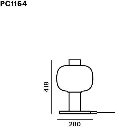 Technische Zeichnung der BONBORI Lampe von Brokis in Größe M – Maßangaben mit Höhe ca. 418 mm und Durchmesser ca. 280 mm, ideal zur Planung von Wohn- und Außenbereichen