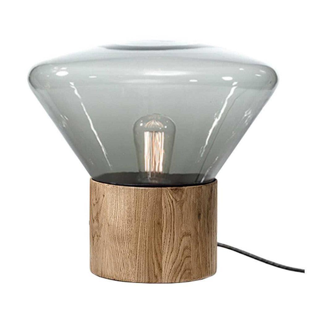 Stehlampe MUFFIN PC849 von Brokis mit Fuß aus naturbelassener Eiche – elegante Designleuchte mit mundgeblasenem Glas und warmem Lichtschein