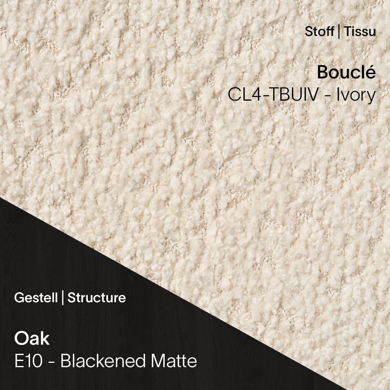 CUORI mit Bouclé CL4 Ivory Stoff und eleganten E10 Blackened Matte Eichenbeinen