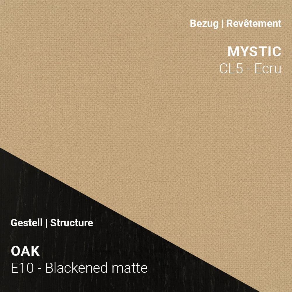 CUORI  mit edlem Mystic CL5 Ecru Stoffbezug und schwarzen Eichenbeinen E10