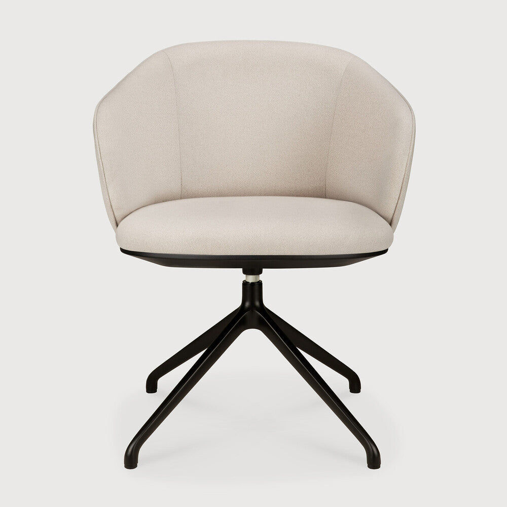 Chaise de bureau UNDA avec assise rembourrée, couleur Salt, vue de face.