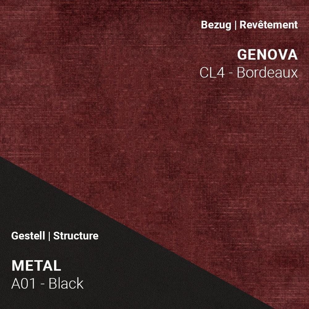 Stoff Genova CL4 Bordeaux kombiniert mit Metallgestell A01 in Schwarz