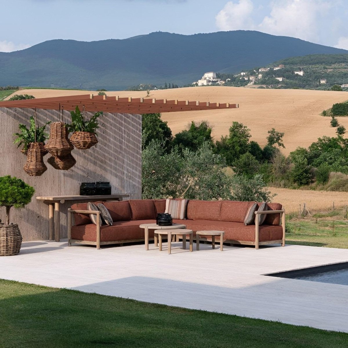 Gommaire - Gartensofa L Form MIEKE - G711-PE-NAT-KNELOUT-LUX19 | Homestorys