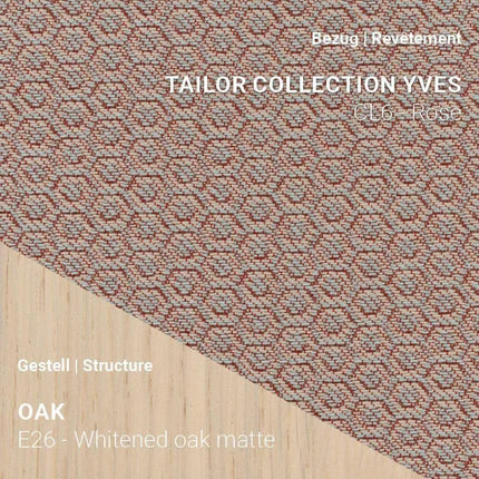 Stuhl KNUT C0110 mit Tailor Yves CL6 Rose und Eiche Whitened Matte – frischer Akzent für helle Wohnwelten