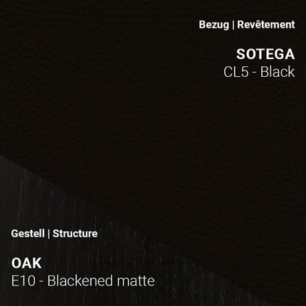 Mobitec Stuhl KNUT C0214 mit Stoff Sotega CL5 Black und Eiche Blackened Matte – monochromes Design mit starker Präsenz