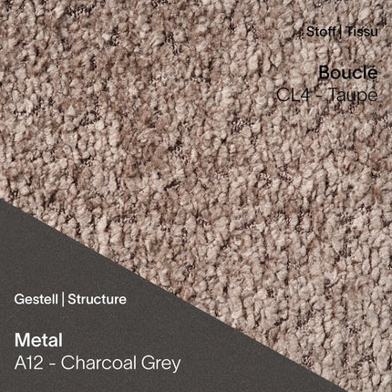 LOLA C3110 mit Bouclé CL4 Taupe kombiniert mit A12 Metal Charcoal Grey – von Mobitec