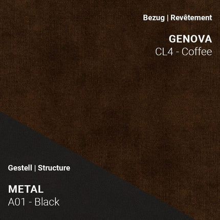 Mobitec Stuhl LOLA C3110 mit Bezug Genova CL4 Coffee und Gestell A01 Metal Black