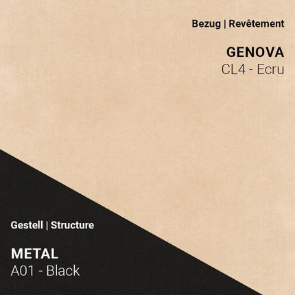 Mobitec Stuhl LOLA C3110 mit Bezug Genova CL4 Ecru und Gestell A01 Metal Black