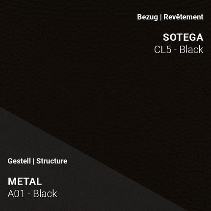 Mobitec Stuhl LOLA C3110 mit Bezug Sotega CL5 Black und Gestell A01 Metal Black