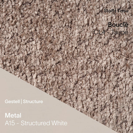 Mobitec LOLA C3510 in Bouclé CL4 Taupe mit A15 Structured White – dezente Natürlichkeit mit hellem Gestell