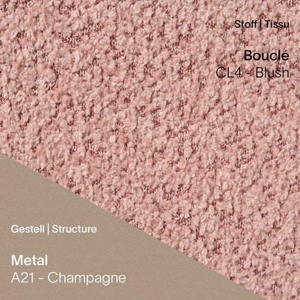LOLA C4110 von Mobitec in Bouclé Blush mit A21 Champagne – elegante Farbkombination mit sanfter Oberfläche