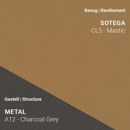 Stuhl LOLA C4110 in Sotega Mastic mit A12 Charcoal Grey – zarte Farbgebung mit modernem Akzent