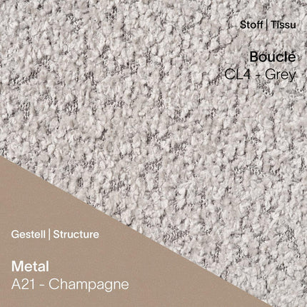 Mobitec LOLA C4212 mit Bouclé Grey und A21 Champagne – raffinierte Farbkombination mit edlem Finish