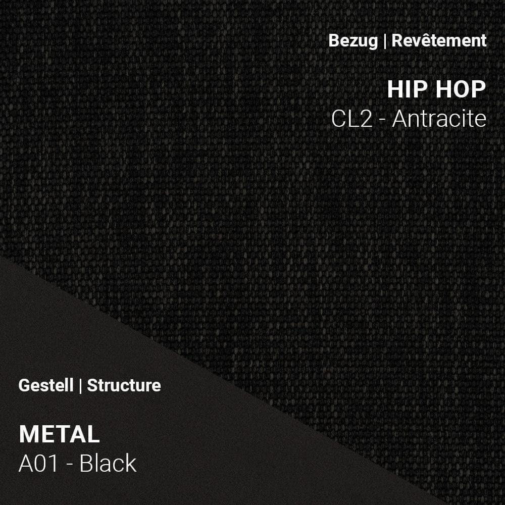 Drehstuhl LOTUS C0710 von Mobitec mit Stoff Hip Hop CL2 Anthracite und schwarzem Metallgestell A01