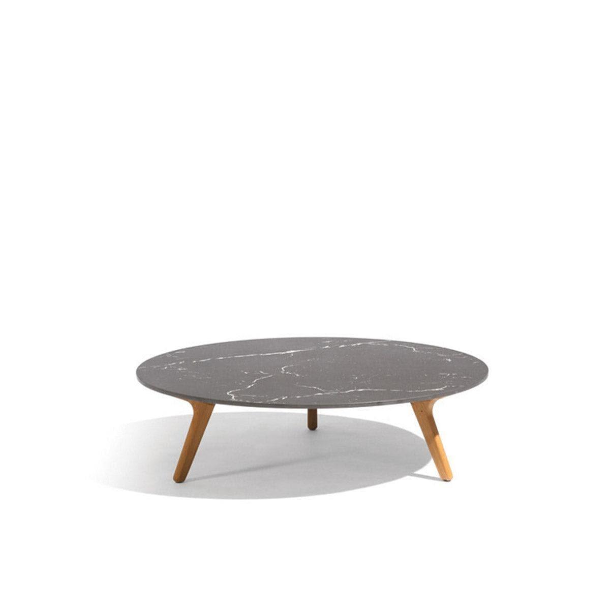 Couchtisch TORSA - Teak Ø100cm-Manutti-5K59 Marmor Schwarz- | Homestorys