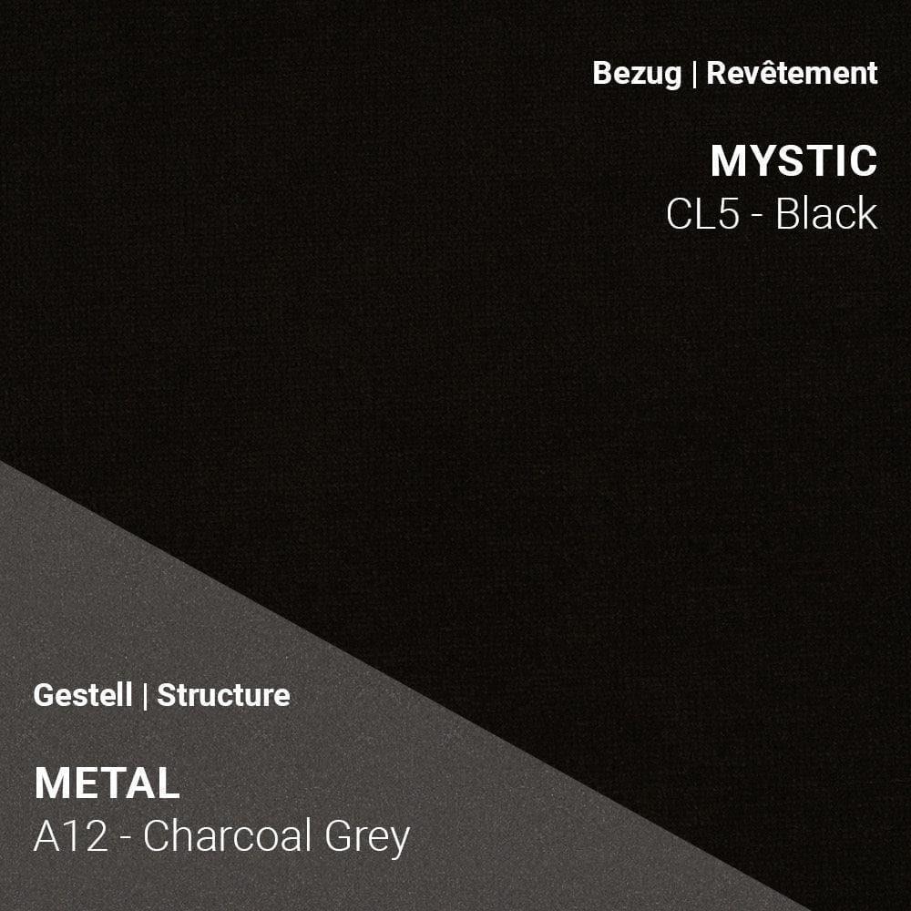 Stoff Mystic CL5 Black kombiniert mit Metallgestell A12 in Charcoal Grey