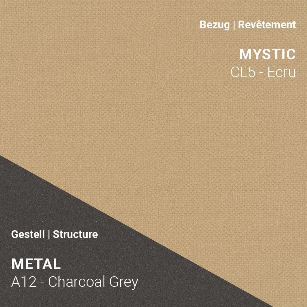 Stoff Mystic CL5 Ecru kombiniert mit Metallgestell A12 in Charcoal Grey