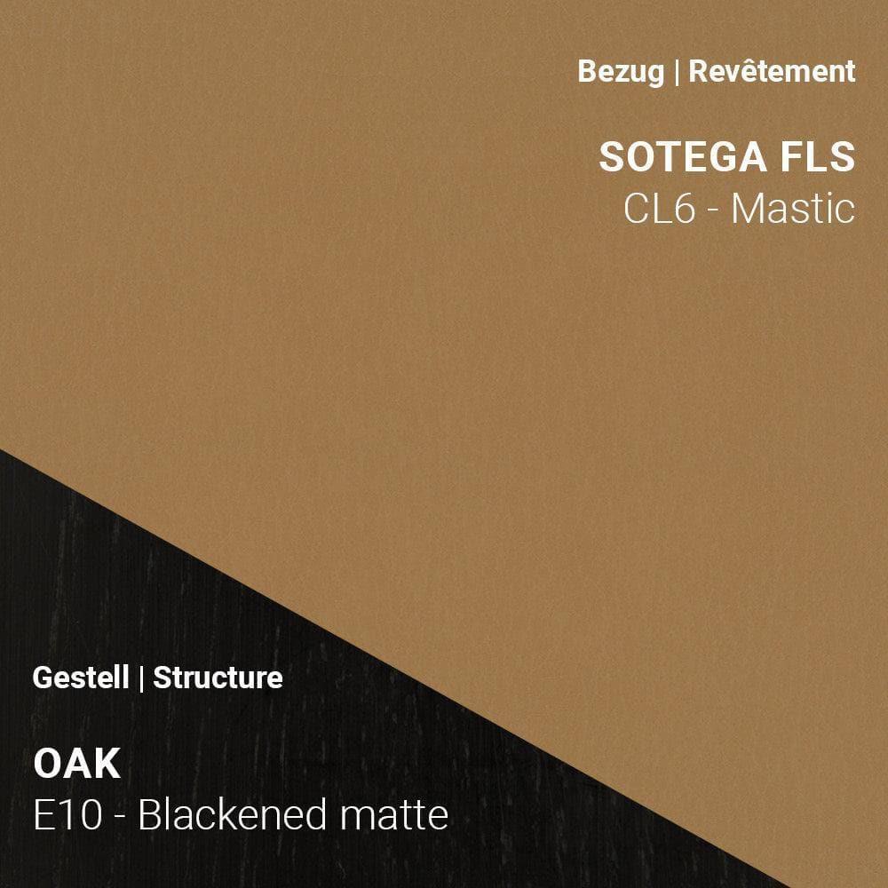 Mobitec Stuhl NEO C0452 mit Sotega FLS CL6 Mastic und Eiche Blackened Matte – heller Kunstlederbezug mit dunkler Basis
