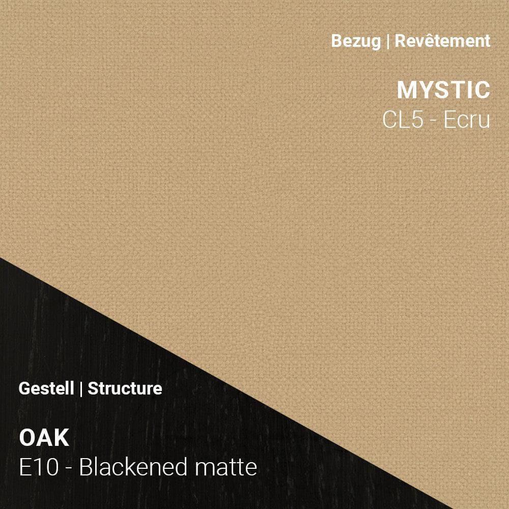 Stuhl NEO C0550 von Mobitec mit Mystic CL5 Ecru und Eiche Blackened Matte – strukturierter Cremeton trifft auf dunkles Holzgestell