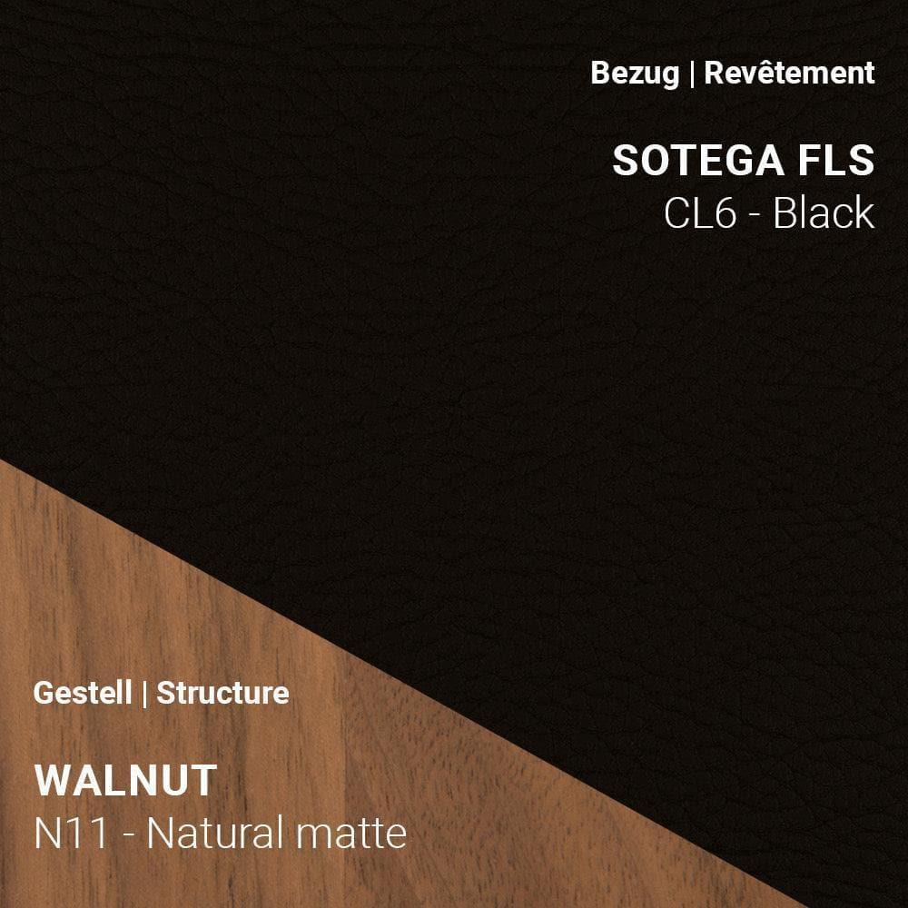Mobitec Stuhl NEO C0550 in Sotega FLS CL6 Black mit Nussbaum Natural – tiefes Schwarz trifft warme Holzoptik