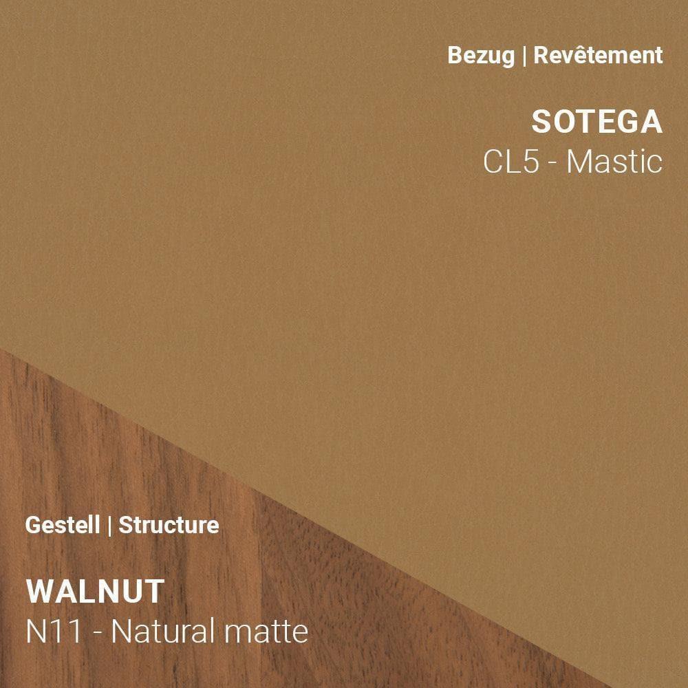 Stuhl NEO C0550 von Mobitec mit Stoff Mastic und Nussbaum Natural Matte – stilvolle Kombination aus Beige und warmem Holz