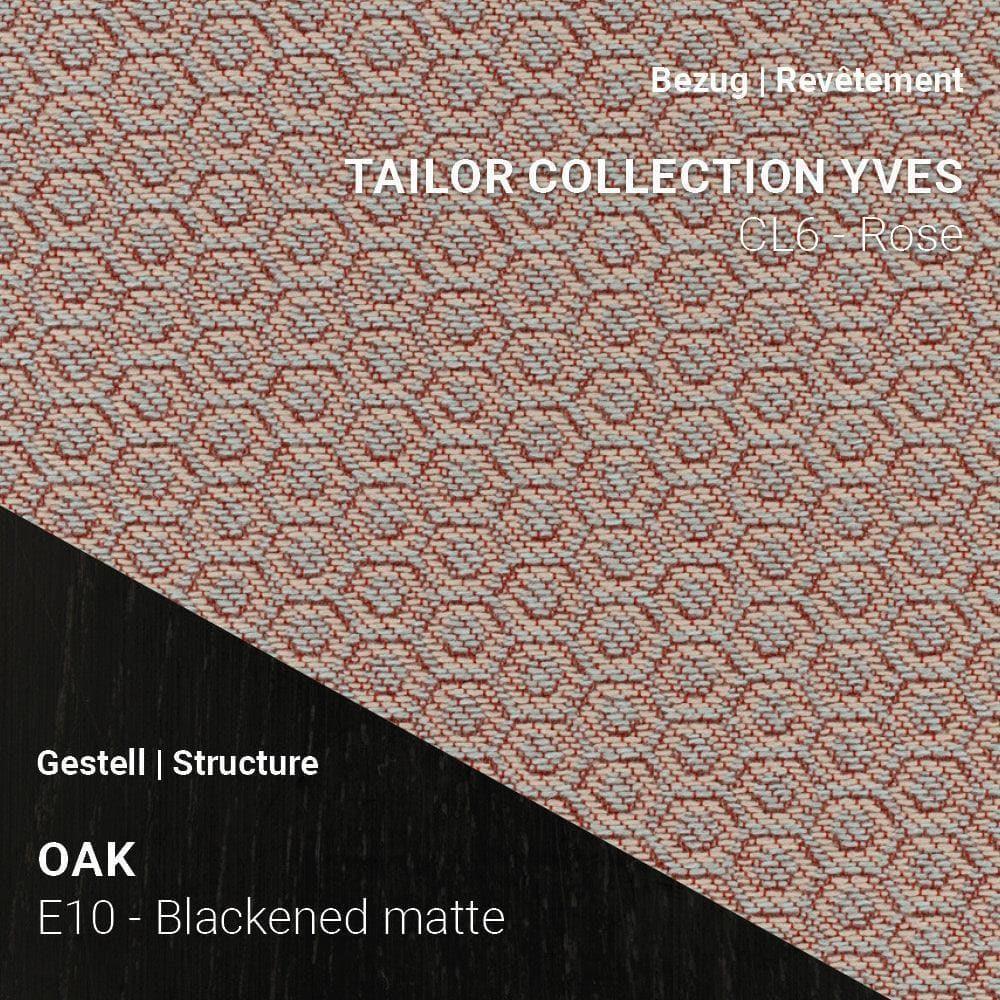 Stuhl NEO C0550 von Mobitec in Tailor Yves CL6 Rose mit Eiche Blackened Matte – zartes Rosé trifft auf starkes Schwarz