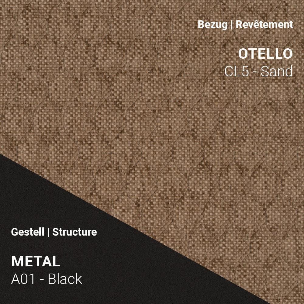 Stoff Otello CL5 Sand kombiniert mit Metallgestell A01 in Schwarz