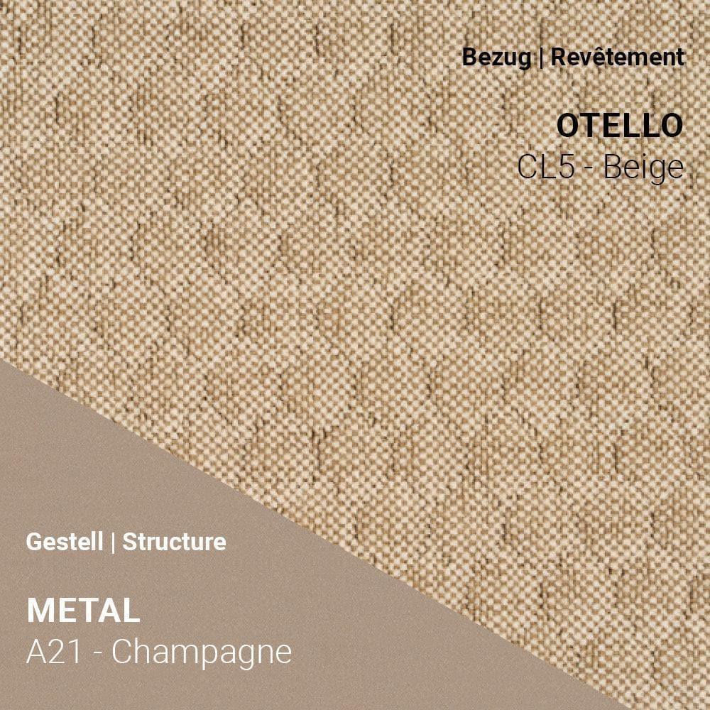 PAMP C1710 mit beigem Stoffbezug Otello und edlem Gestell A21 in Champagne