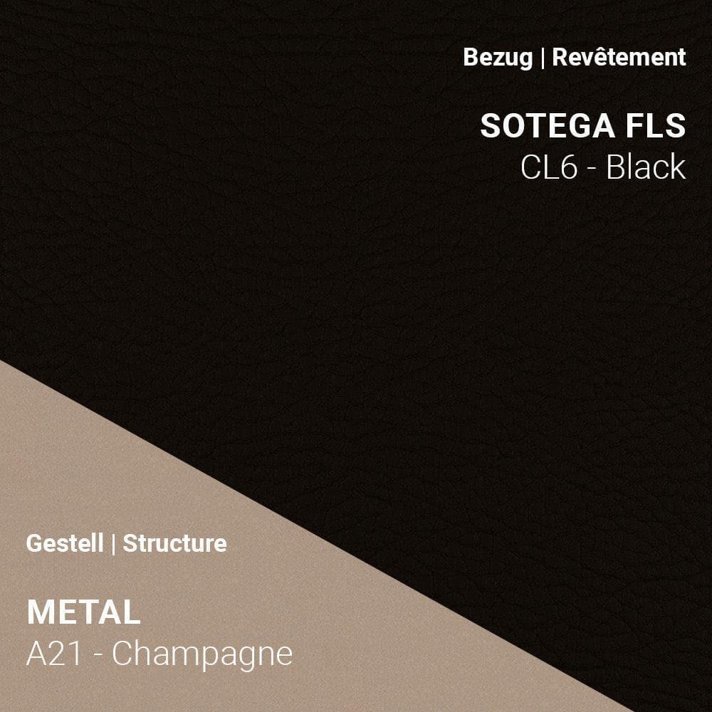 PAMP C1710 mit schwarzem Bezug und edlem Metallgestell A21 in Champagne-Finish