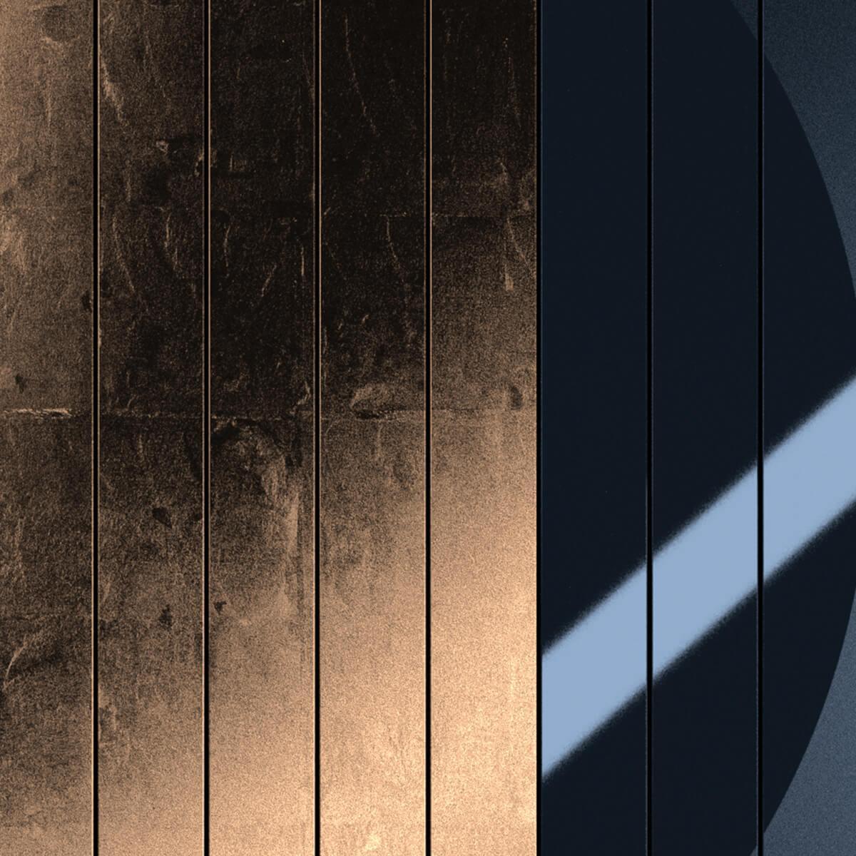 QLOCKTWO MOON MIDNIGHT Moon Gold – feine Detailaufnahme der strukturierten Oberfläche in warmem Goldton mit elegantem Lichtverlauf