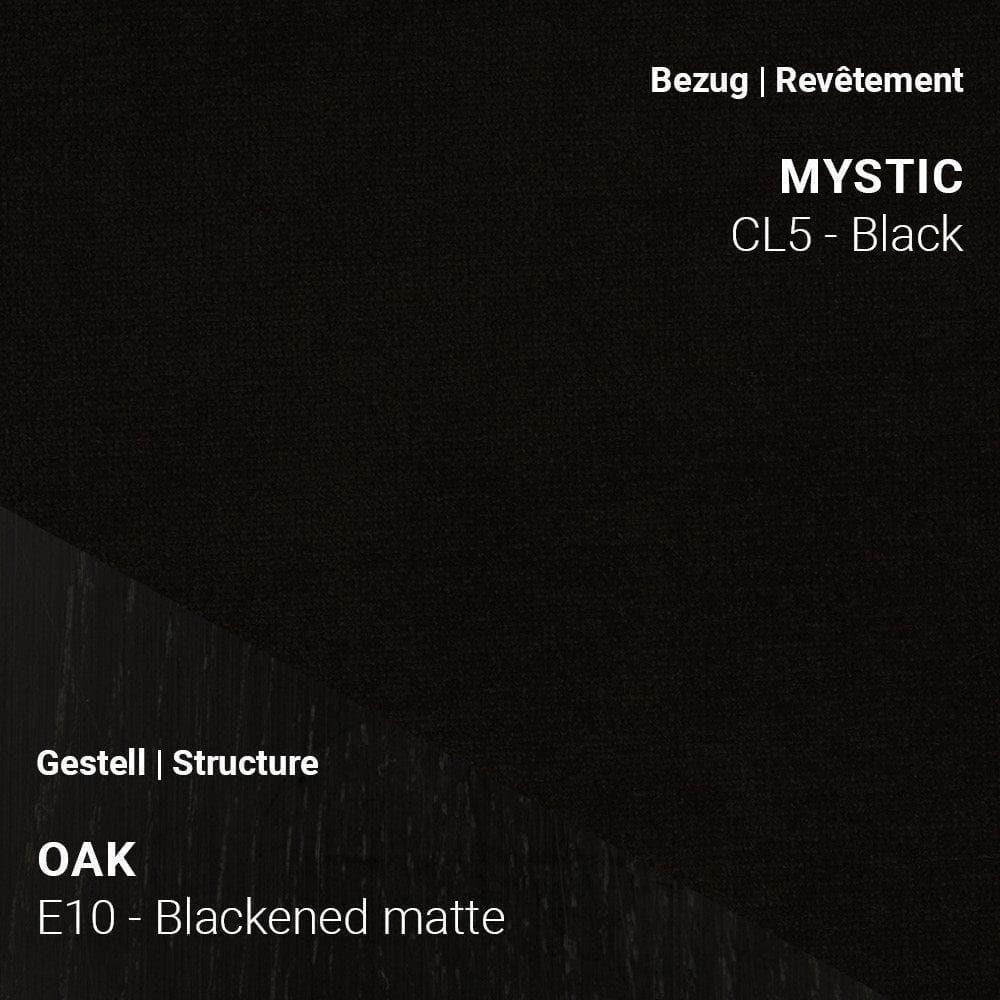 essel THALIA R0118 mit Stoff Mystic CL5 Black und dunklem Gestell in Eiche Blackened Matte (E10)