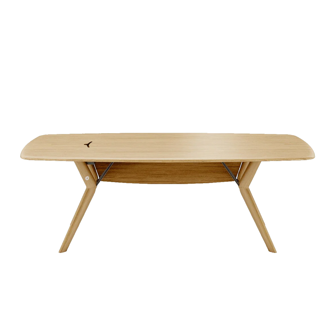 TRAVA T1511 Arbeitstisch in Eiche – schräge Frontansicht mit natürlicher Holzstruktur und modernem Design