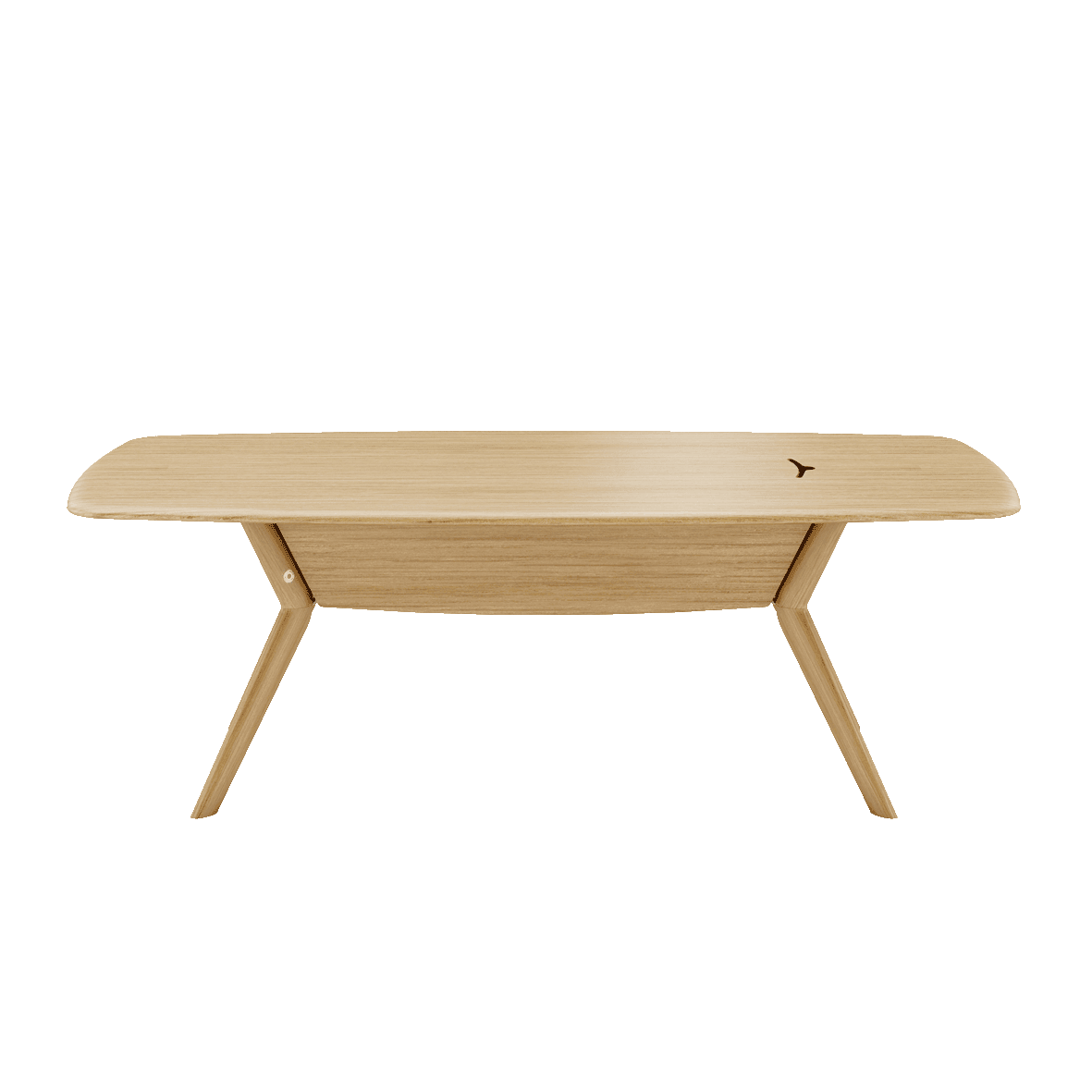 Arbeitstisch TRAVA T1511 – Frontansicht mit geradliniger Tischplatte aus massiver Eiche und präzise gearbeiteten Kanten