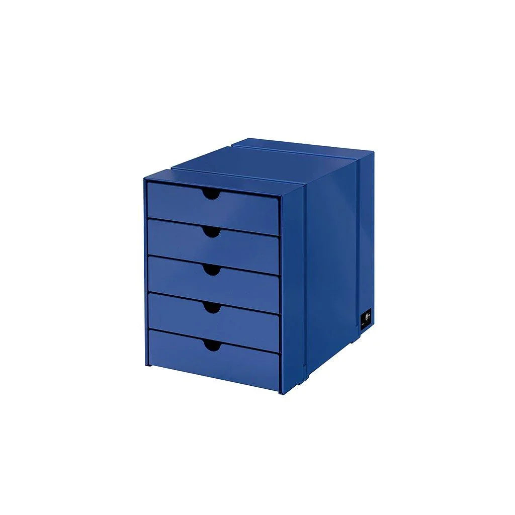 Ikonischer USM Haller Inos K1 Schubladenkasten in Enzianblau – stilvolle Farbwahl für kreative Office Spaces oder Designerwohnungen