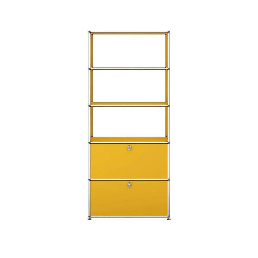 USM Haller M24 Regal in Goldgelb – markanter Farbtupfer im Interior Design für kreative Räume, Start-ups oder stilvolle Ateliers