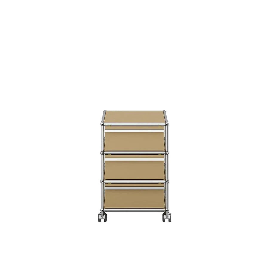 Beiger Rollcontainer M26 von USM Haller – dezentes, wohnliches Design für ruhige Bürowelten, Homeoffice oder elegante Empfangsräume