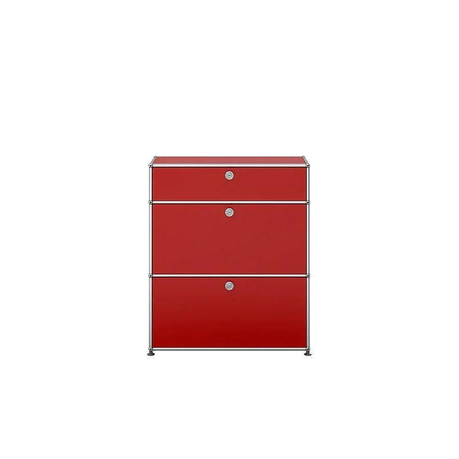 USM Kommode M25 in Rubinrot – kräftiger Farbton kombiniert mit modularer Funktionalität für moderne, designorientierte Arbeits- und Wohnbereiche