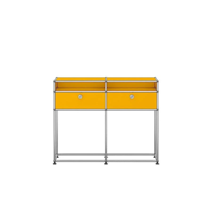 Design-Sideboard M51 in Goldgelb – auffälliges, modular aufgebautes USM Möbelstück mit Stauraum für stilvolle Wohn- und Arbeitsräume