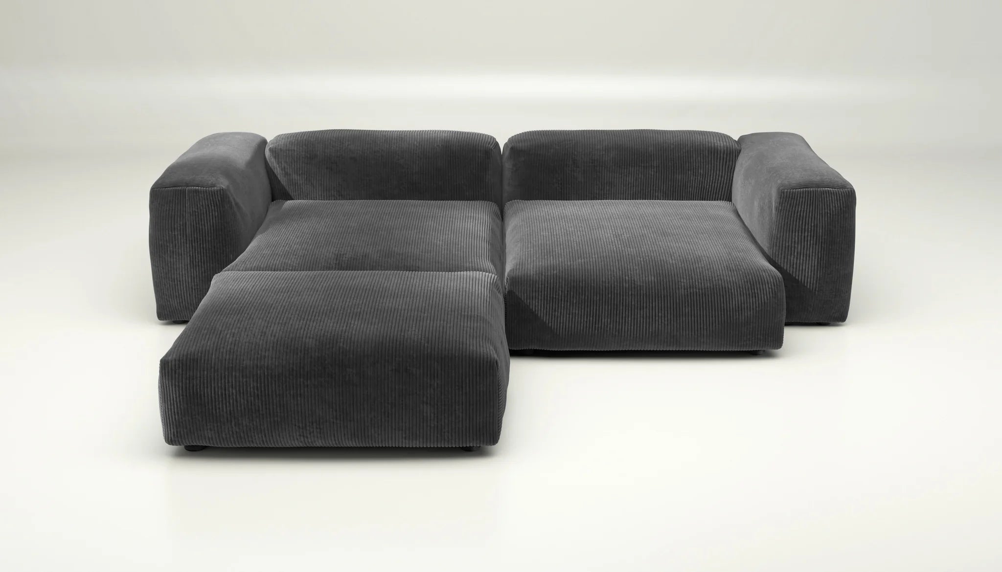 Cord Velour Sofa Dark Grey SET 03 – Vetsak Designsofa in dunklem Grau für urbanes Wohnen