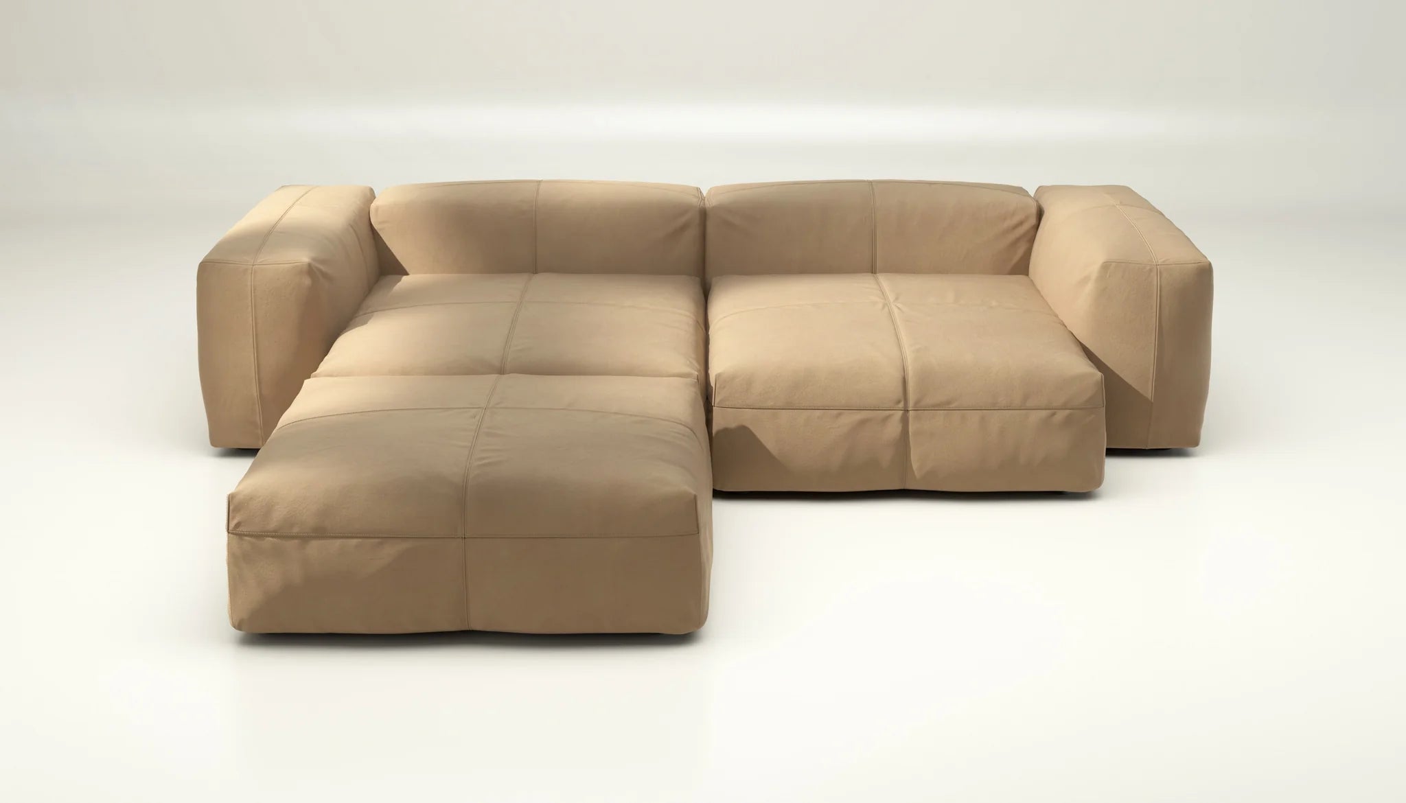 Leder Sofa Vetsak SET 03 Beige – elegantes Designstück für helle Wohnräume