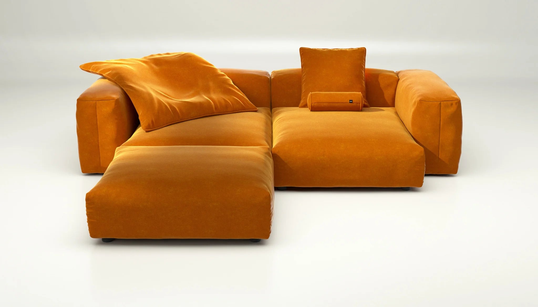 Sofa Orange Blaze mit Kissen – Vetsak SET 03 als farbenfrohes Designstatement