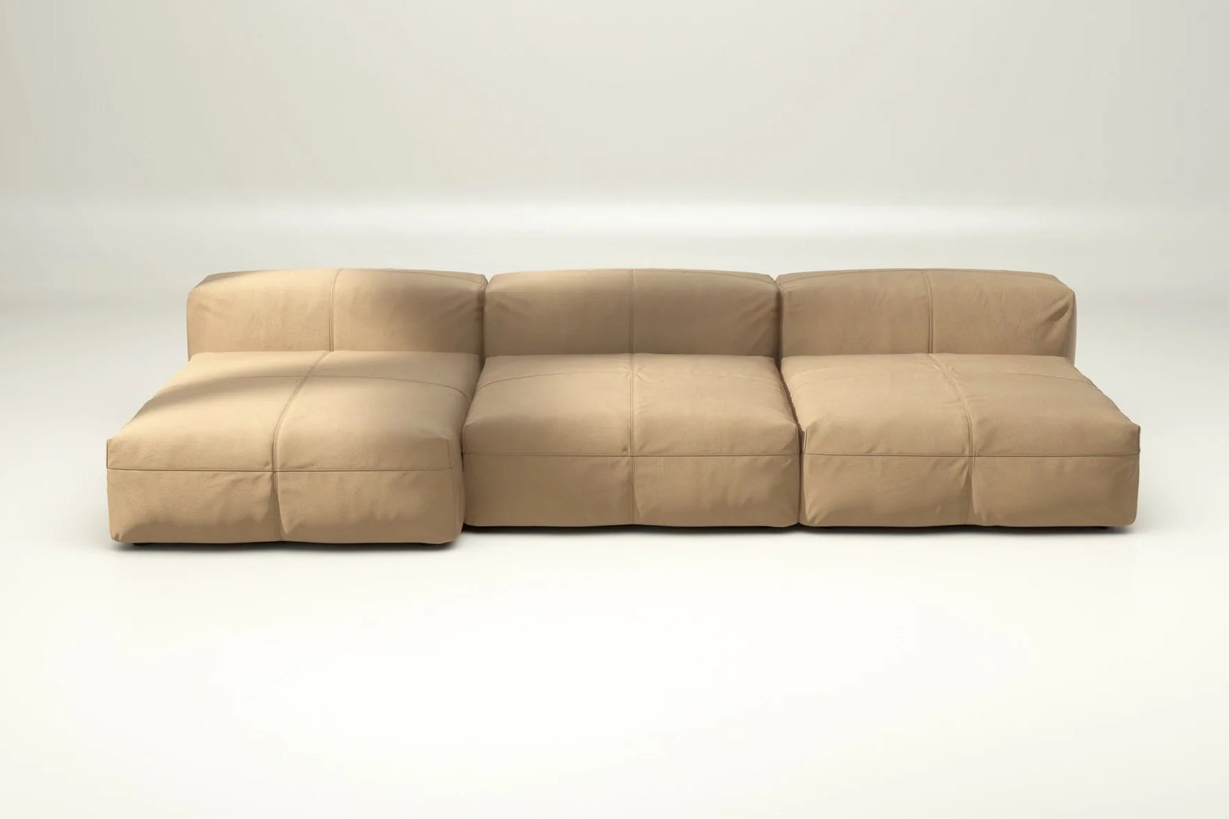 Vetsak Sofa Set 04 mit Echtleder Beige – ohne Kissen, heller Klassiker für luftige Wohnräume mit dezenter Eleganz